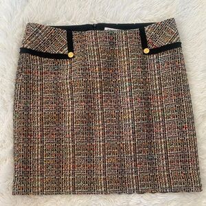 Trina Turk Black Multicolor Tweed Pencil Skirt